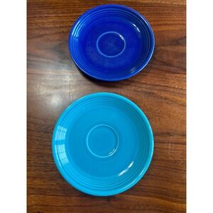 Vintage Fiesta Cobalt Blue & Turquoise 6" Saucer Set HLC USA‎ Ceramic